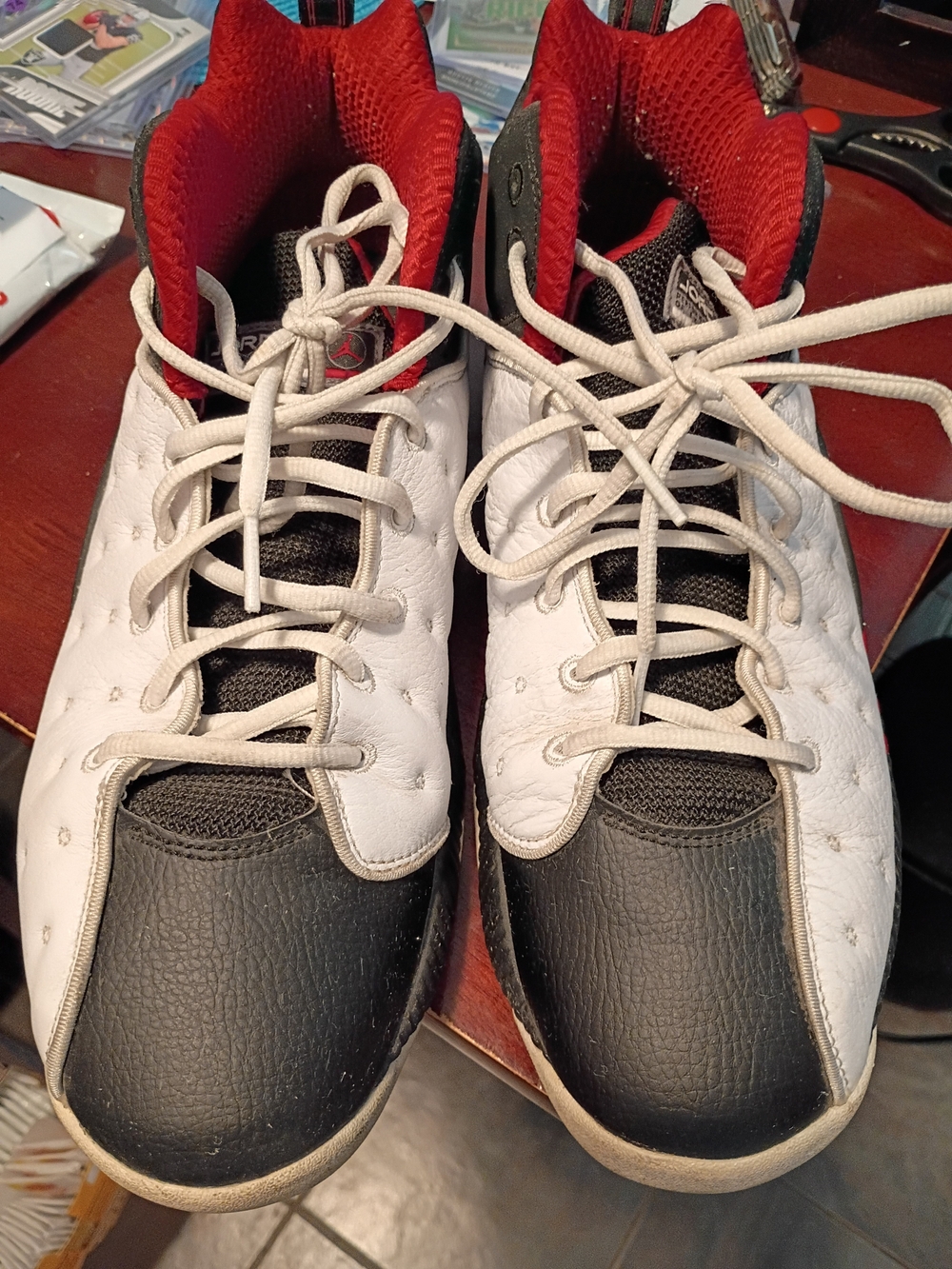 Jordan Men’s Basketball Sneakers in White, Black & Red